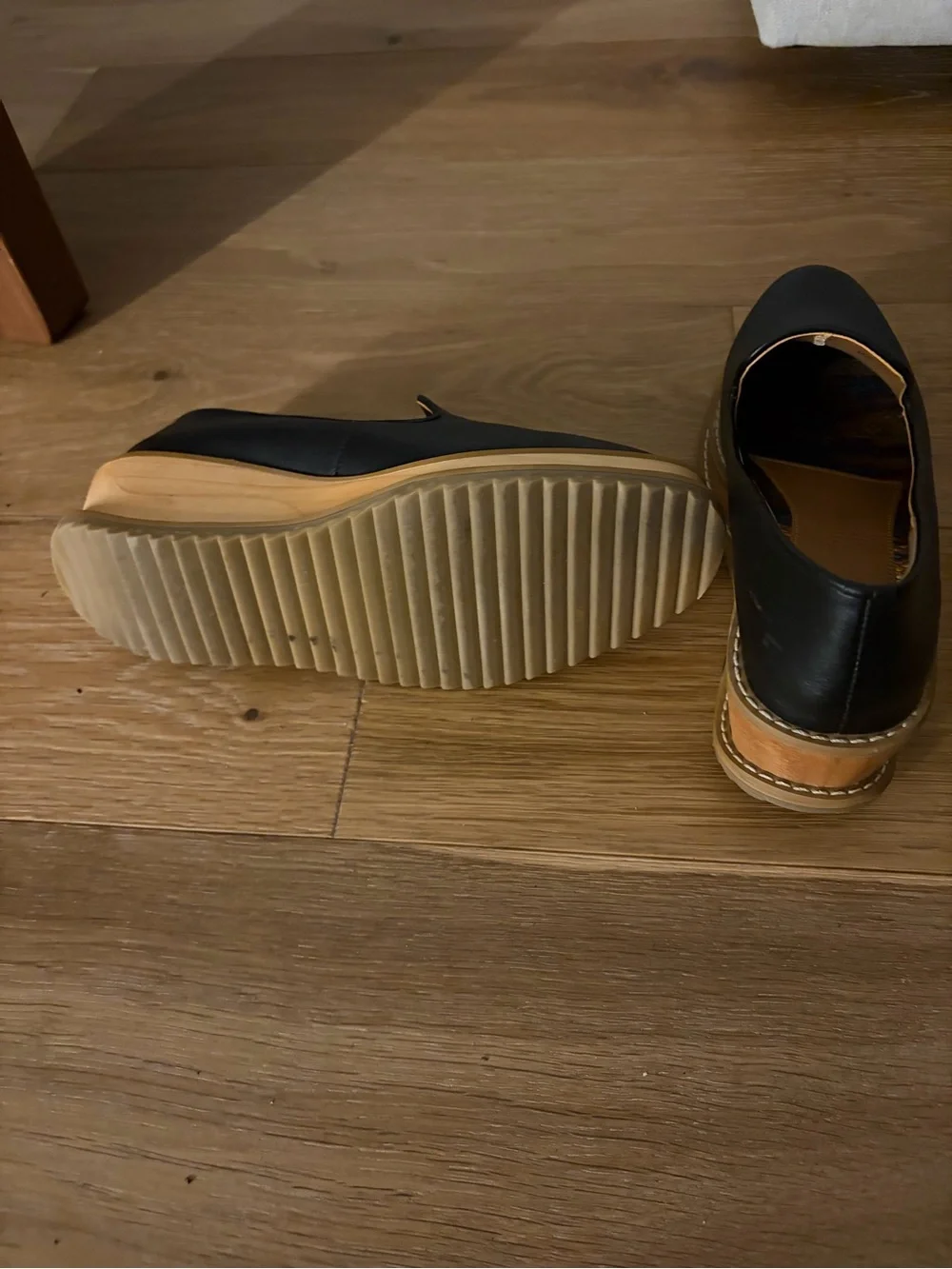 Black Slip-On Flats with Iridescent Lining